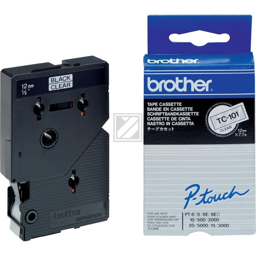 Brother P-Touch 12 mm C-Blk clear-black 7,7 m laminiert