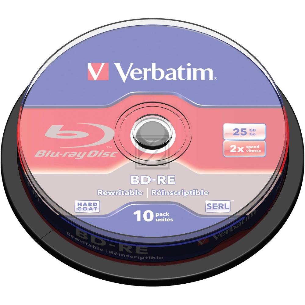 VERBATIM BD-RE 25GB RW 2x (10) CB 43694 Cake Box wiederbeschreibbar