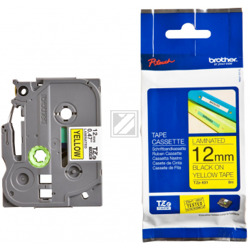 Brother P-Touch 12 mm Y-Blk yellow-black 8 m laminiert