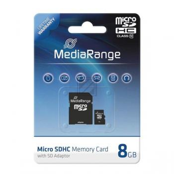 Mediarange Micro SDHC Card 8 GB Class 10 mit SD-Karten Adapter