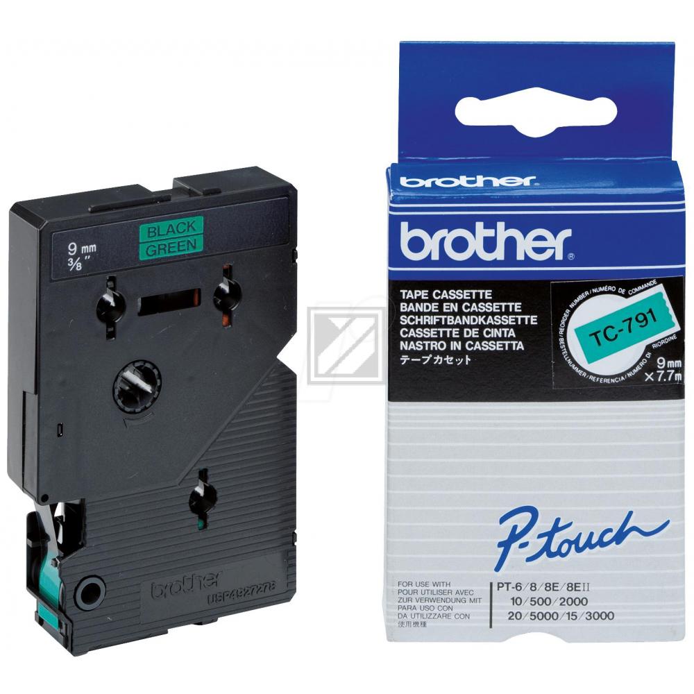 Brother P-Touch 9 mm g-Blk green-black 7,7 m laminiert