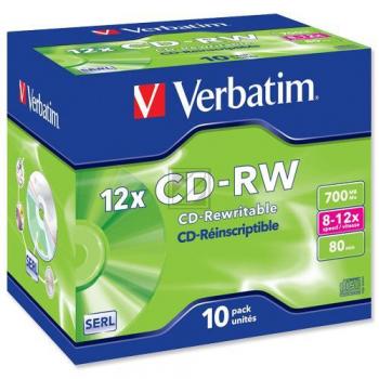 VERBATIM CDRW80 700MB 12x (10) JC 43148 Jewel Case kratzfest