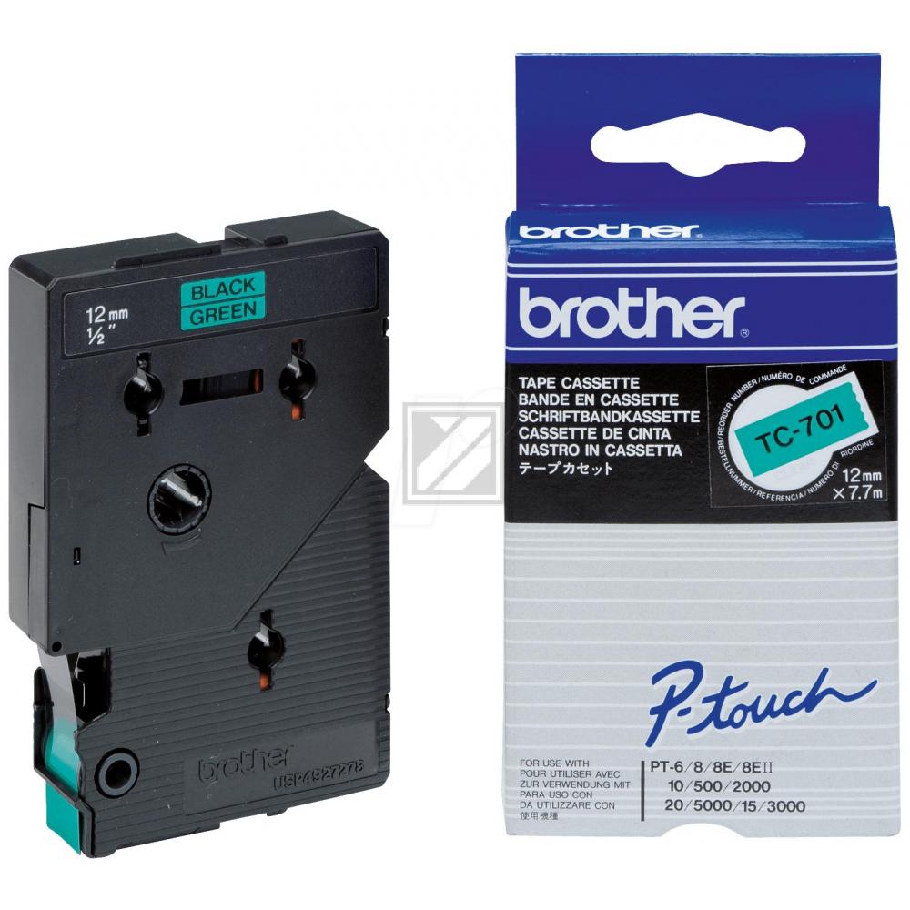 Brother P-Touch 12 mm g-Blk green-black 7,7 m laminiert