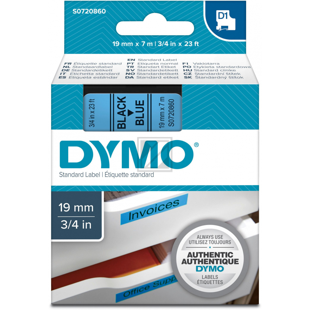 Dymo D1 Schriftband 45806 Standard schwarz auf blau 19 mm/7 m