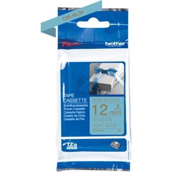 PTOUCH Band hellblau/gold Tze TZE-RL34 Geräte 12-36mm