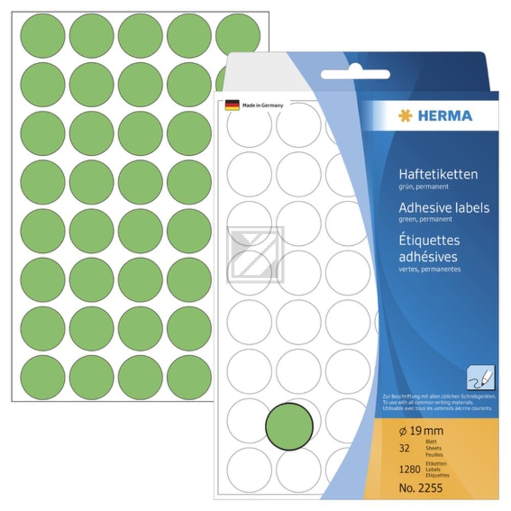 Herma Vielzwecketiketten grün › 19 mm rund Papier matt Inh.1280 St.
