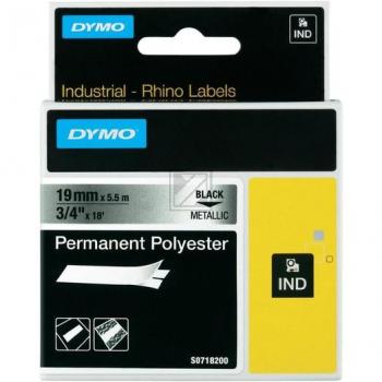 Dymo Rhino ID1 18762 Polyesterband schwarz auf metallic