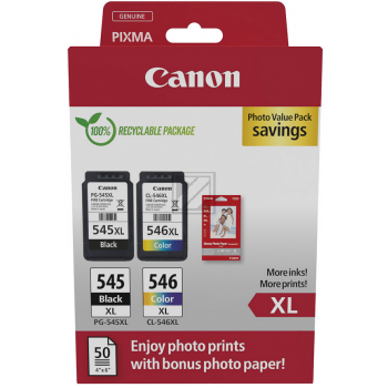 CANON Tinte PG545XL+CL546XL Pixma MG Tinte+Fotopapier (2) blk-col w/
