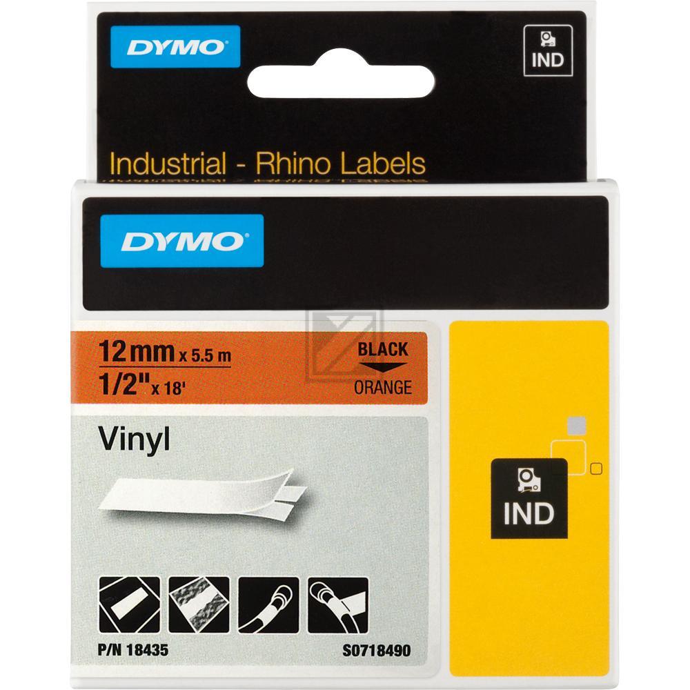 Dymo Rhino ID1 18435 Vinylband schwarz auf orange 12 mm/5,5 m