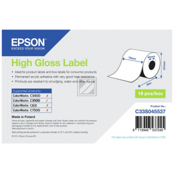 Epson High Gloss weiß Etikettenrolle