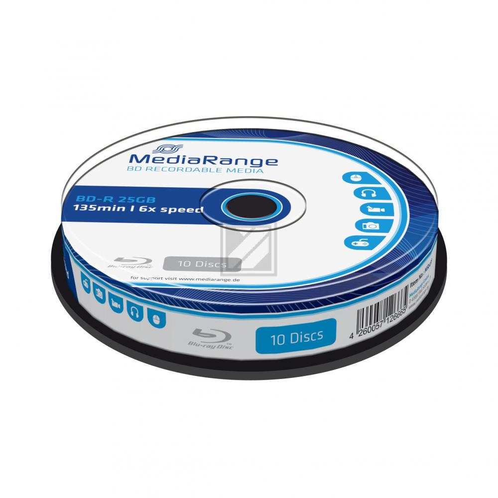 MEDIARANGE BD-R 25GB 6x (10) CB MR499 Cake Box
