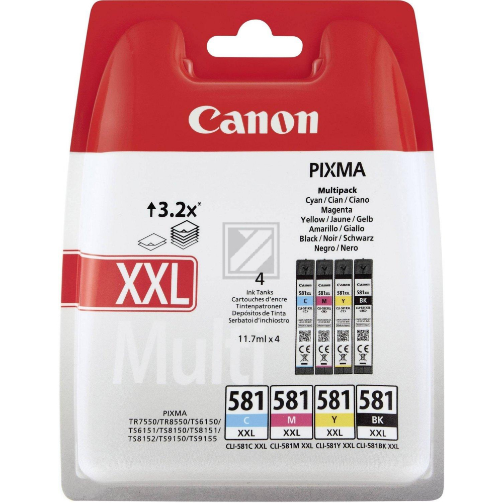 Canon Tinte Set BK/C/M/Y (4) CLI-581BKXXL