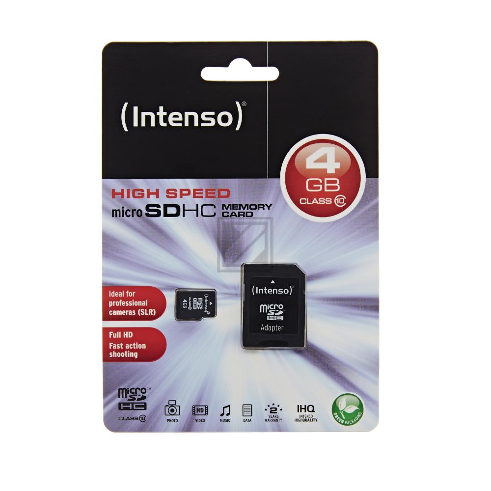 Intenso Micro SD Card 4 GB Class 10 inkl. Adapter