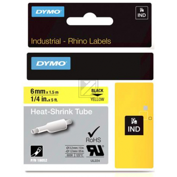 Dymo Rhino ID1 18052 Heissschrumpfschlauch schwarz auf gelb
