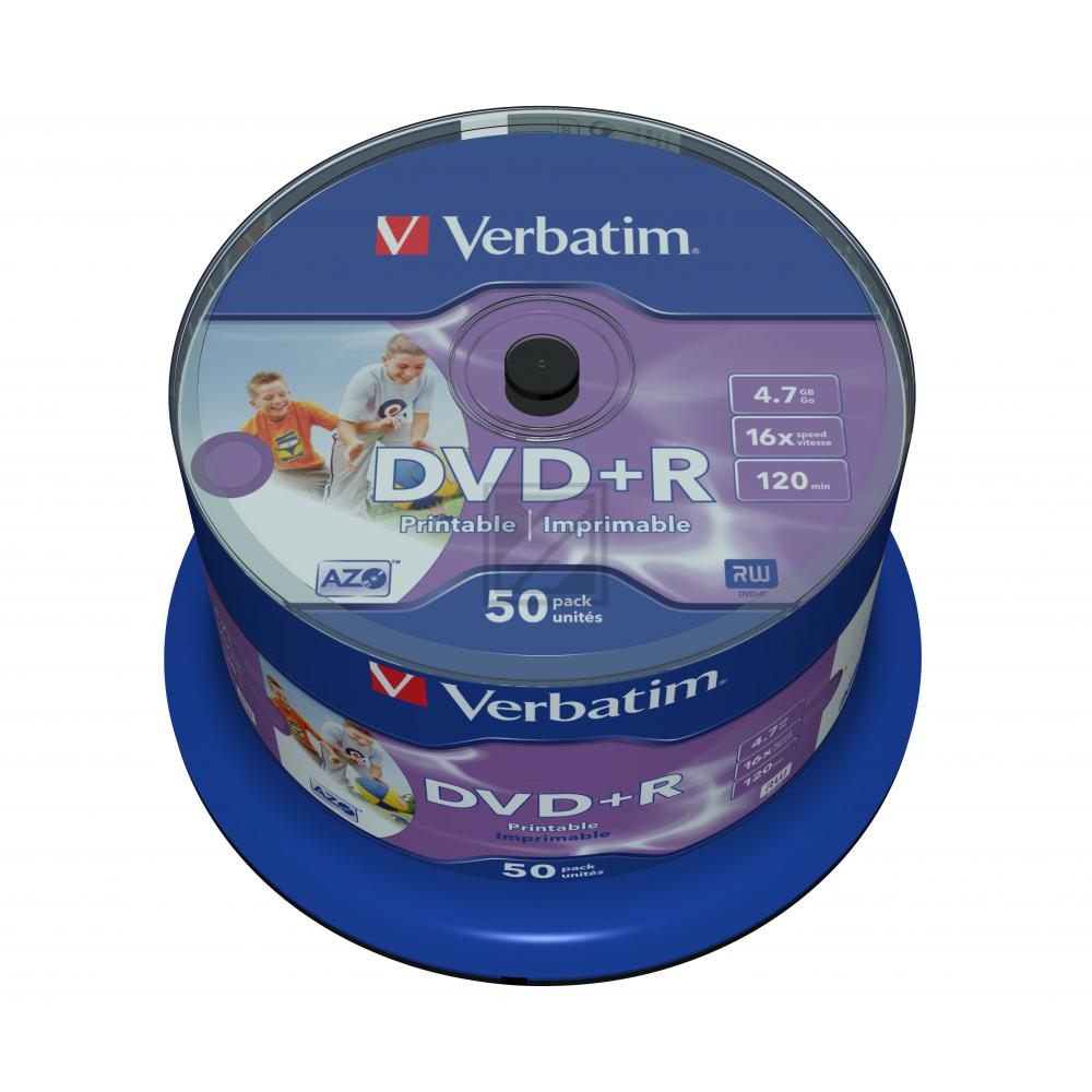 Verbatim DVD+R 4,7 GB (50) 16 x /Spindel/Wide Photo Printable No Id