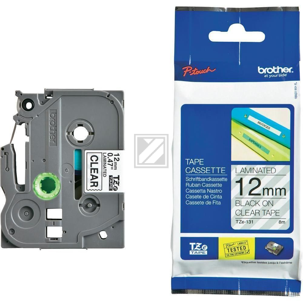 Brother P-Touch 12 mm C-Blk clear-black 8 m laminiert