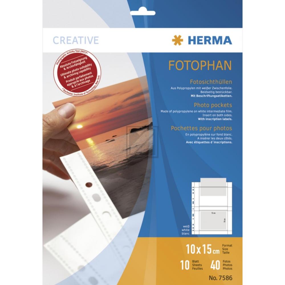 Herma Fotosichthüllen weiß 100 x 150 mm quer Inh.10 Hüllen