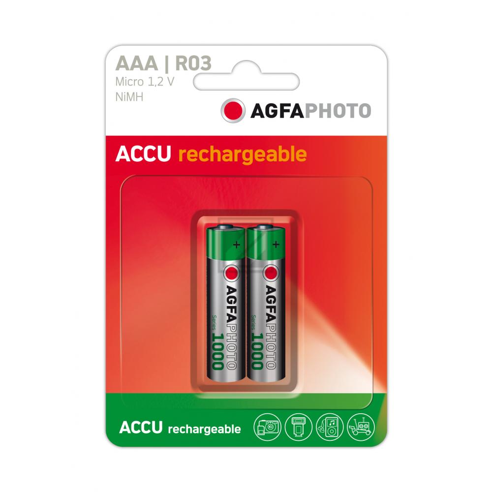 Agfaphoto Micro AAA Akku (2) HR03 NiMH-Accu 1.000 mAh AAA