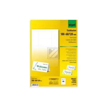 Sigel Tischkarten 100 x 60/120 hochweiß Inh.40 185 g/qm