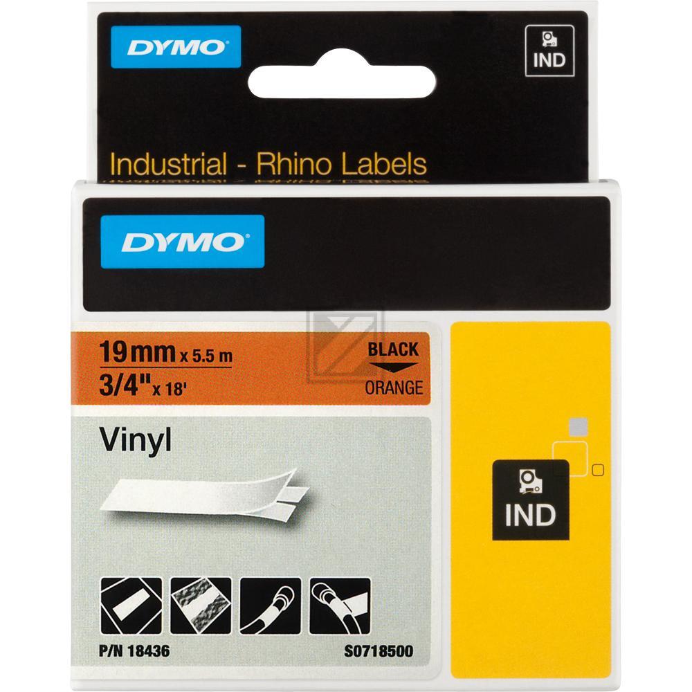 Dymo Rhino ID1 18436 Vinylband schwarz auf orange 19 mm/5,5 m