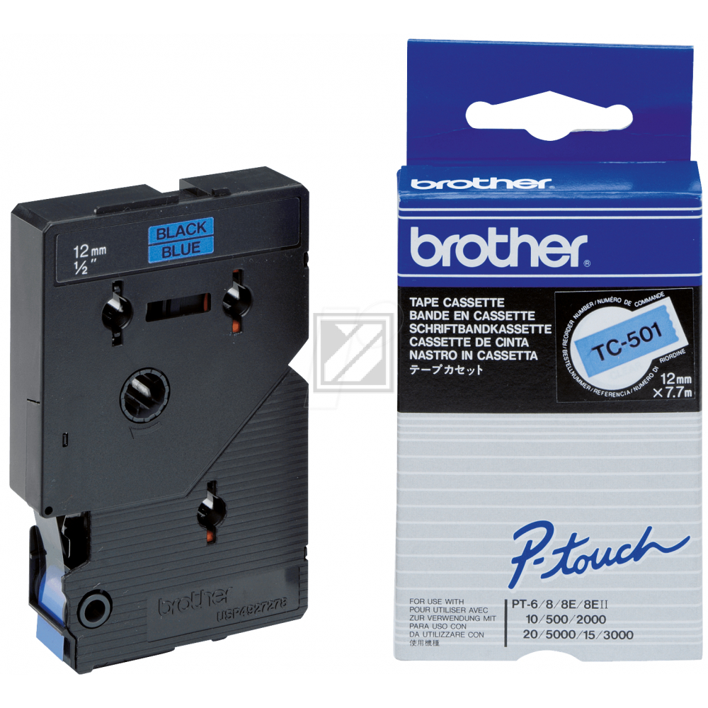 Brother P-Touch 12 mm B-Blk blue-black 7,7 m laminiert
