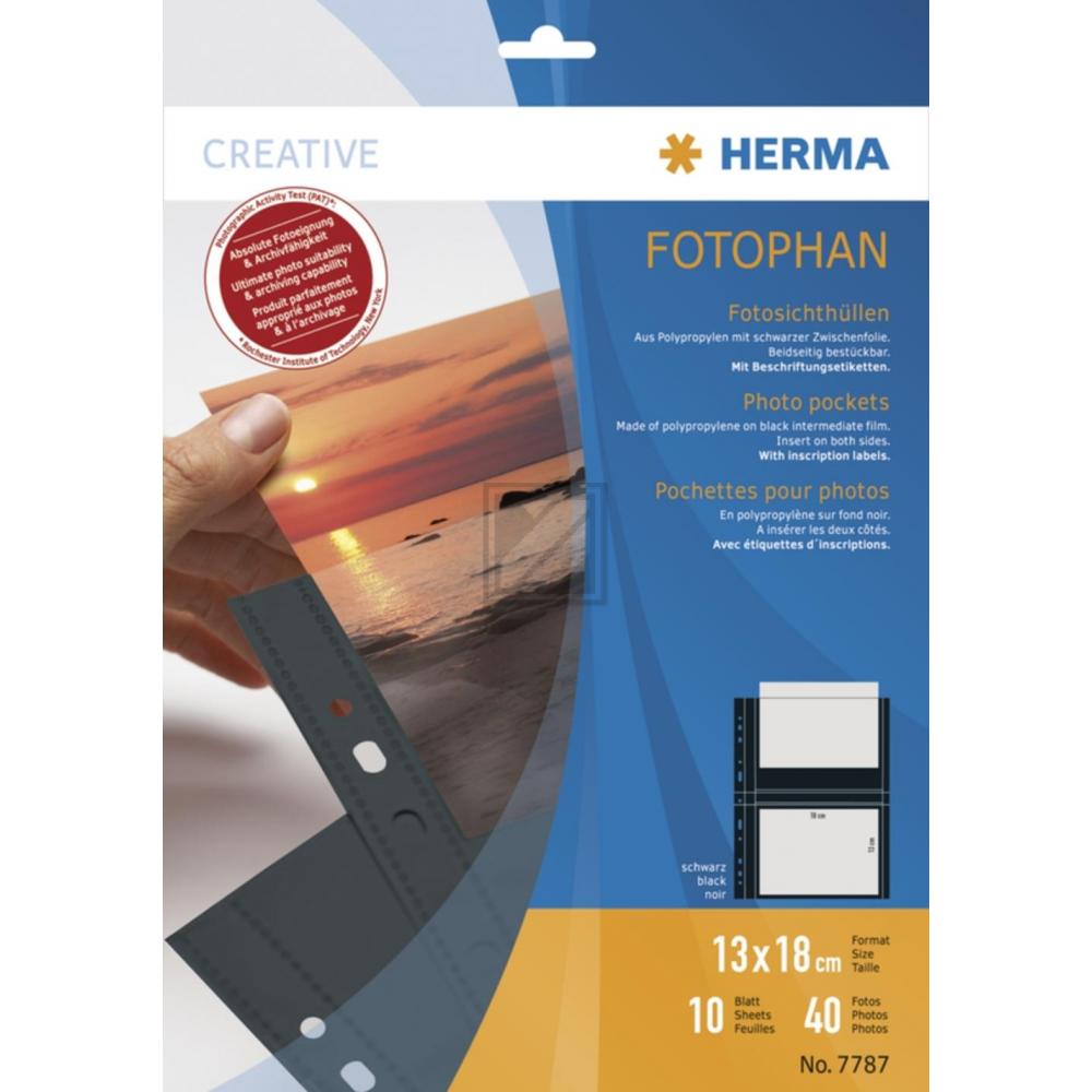 Herma Fotosichthüllen schwarz 130 x 180 mm quer Inh.10 Hüllen