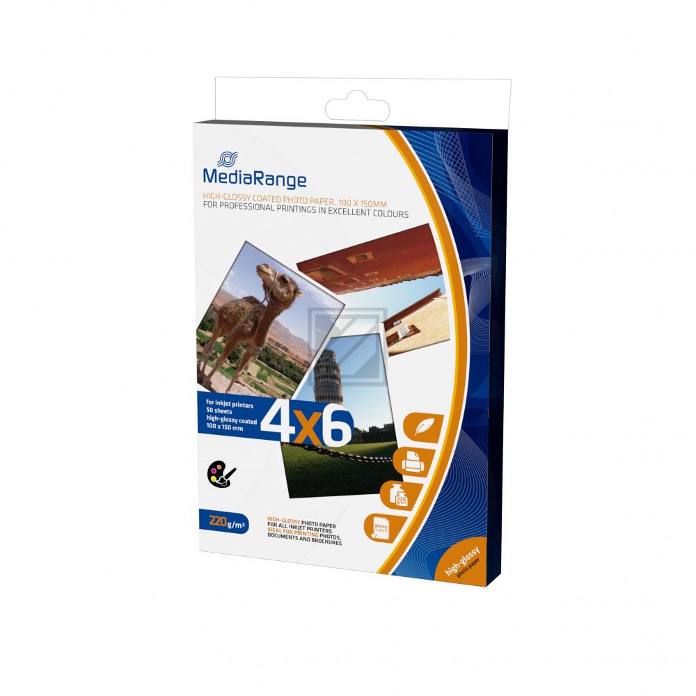 Mediarange Fotopapier A6 für Tinte hockglänzend 220 g/qm 50 Blatt