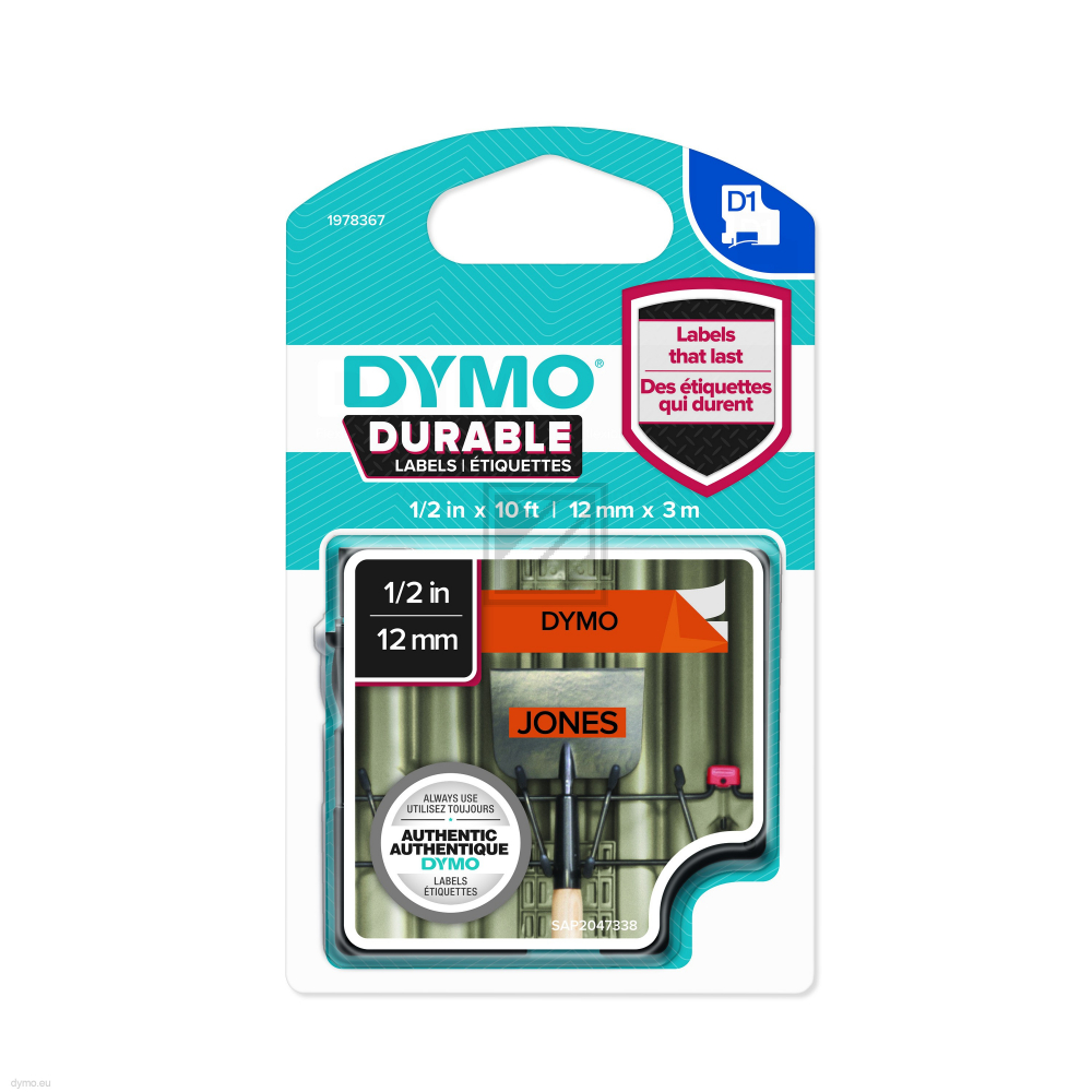 Dymo D1 Schriftband 19783 Vinyl permanent haftend 12 mm/3 m