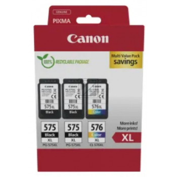 Canon Tintenpatrone + Papier cyan/magenta/gelb, 2 x schwarz HC (5437C004, CL-576XL, PG-575XL)