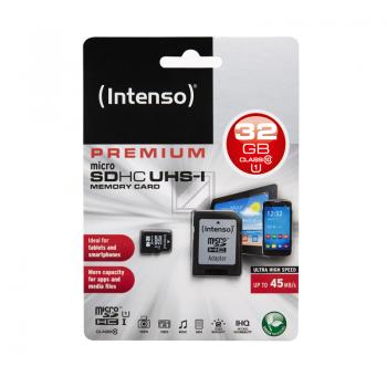 Intenso Micro SDHC Card 32 GB Class 10 UHS-I inkl. Adapter