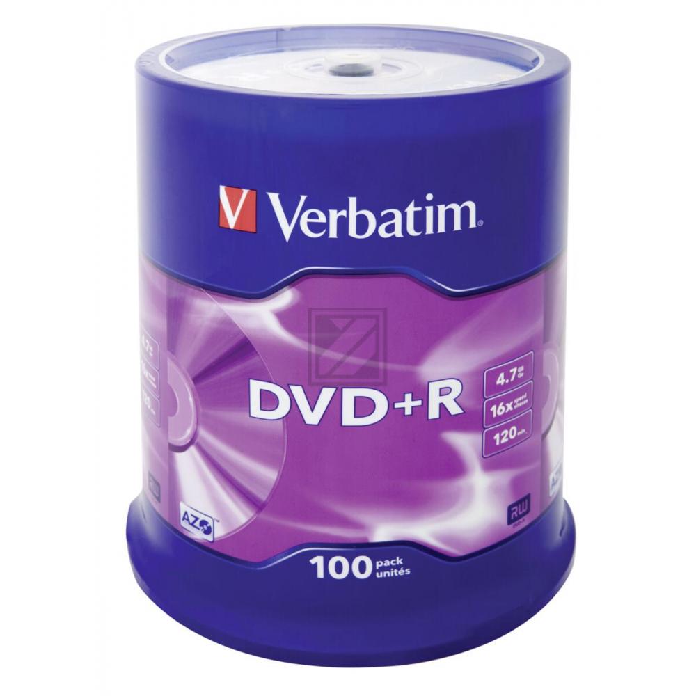 Verbatim DVD+R 4,7 GB (100) 16 x /Spindel matt silber
