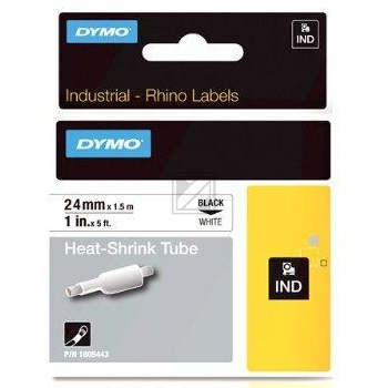 Dymo Rhino schwarz auf weiß Heissschrumpfschlauch 24 mm x 1,5 m