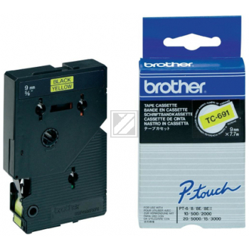 Brother P-Touch 9 mm Y-Blk yellow-black 7,7 m laminiert