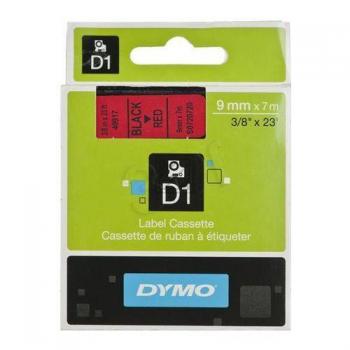Dymo D1 Schriftband 40917 Standard schwarz auf rot 9 mm/7 m