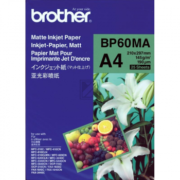 Brother Inkjetpapier A4 matt Inh.25 Blatt 145 g/qm bis zu 6000 dpi