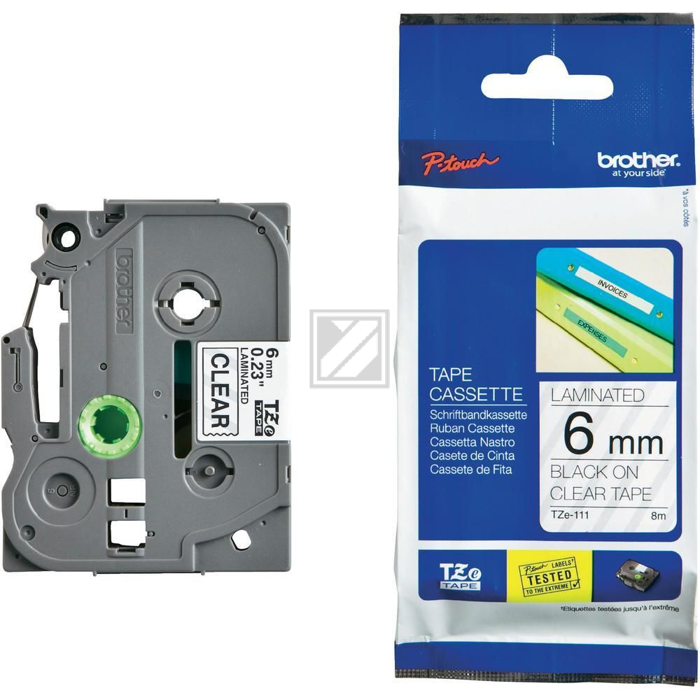 Brother P-Touch 6 mm C-Blk clear-black 8 m laminiert