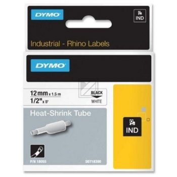 Dymo Rhino ID1 18055 Heissschrumpfschlauch schwarz auf weiß