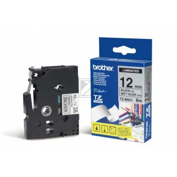 Brother P-Touch 12 mm MS-Blk matt-silver/matt-black 8 m laminiert