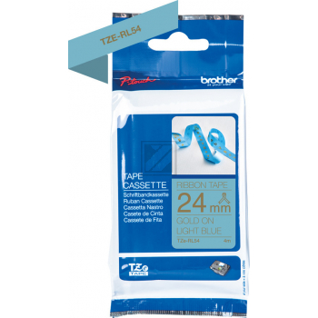 PTOUCH Band hellblau/gold Tze TZE-RL54 Geräte 24mm