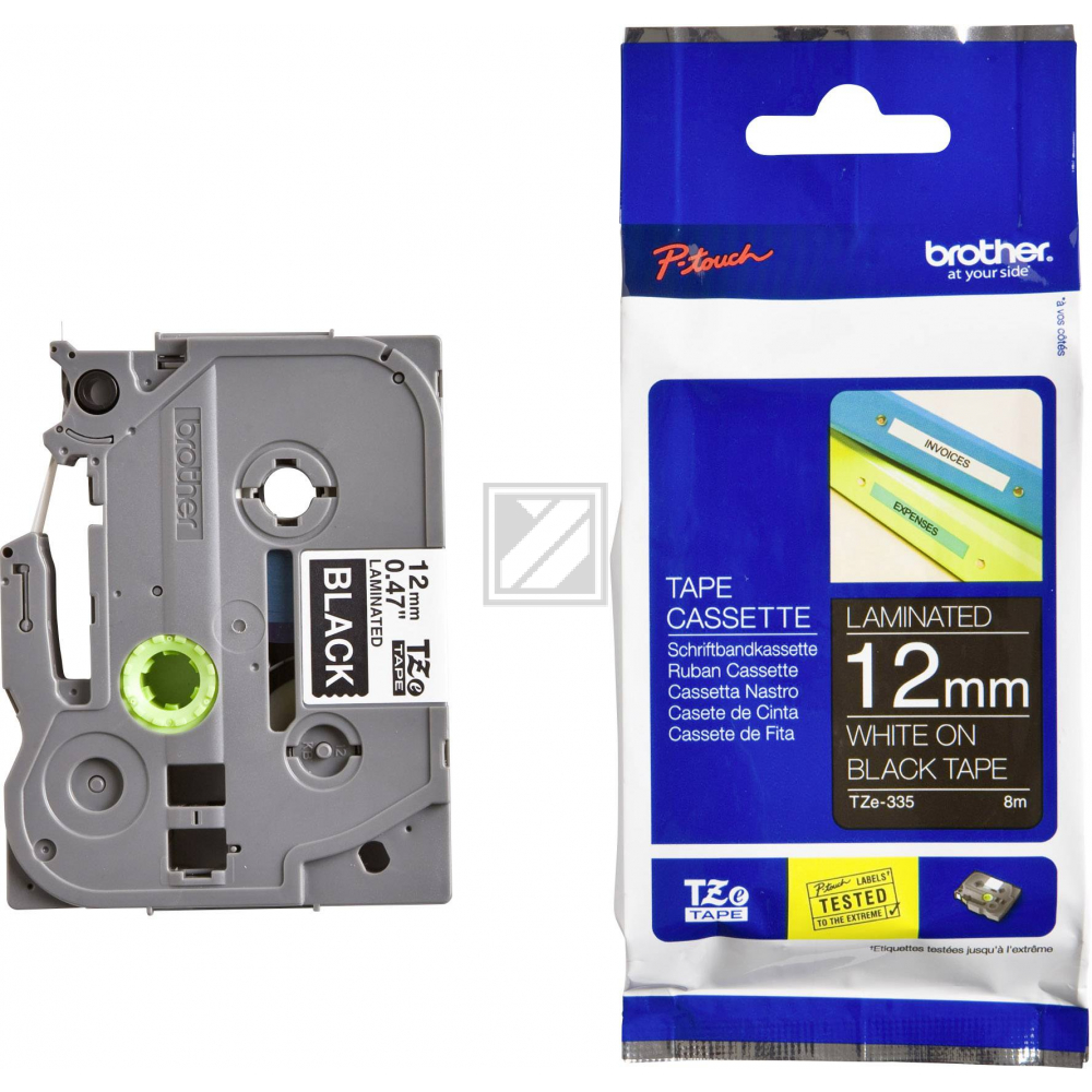 Brother P-Touch 12 mm Blk-W black-white 8 m laminiert