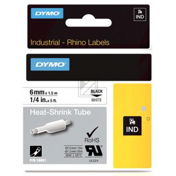 Dymo Rhino ID1 18051 Heissschrumpfschlauch schwarz auf weiß