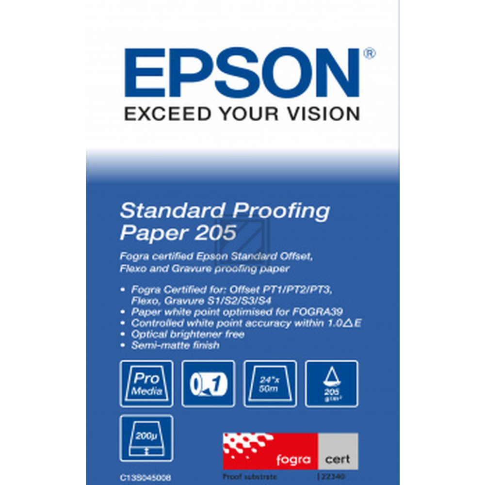 EPSON Proofing Papier Rolle 610 mm x 50 m 205 g/qm Standard