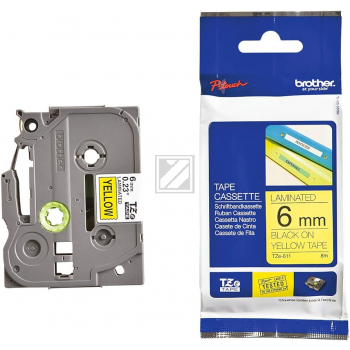 Brother P-Touch 6 mm Y-Blk yellow-black 8 m laminiert