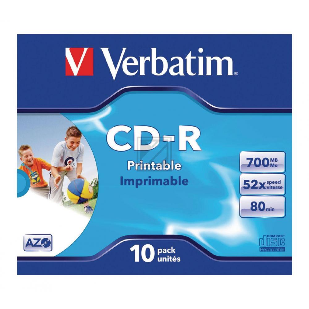 VERBATIM CDR80 700MB 52x (10) JC 43325 Jewel Case breit bedruckbar ID