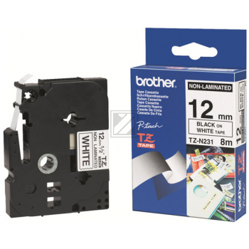 Brother P-Touch 12 mm Blk-W black-white 8 m unlaminiert