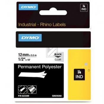 Dymo Rhino Permanent Polyester 12 mm 5,5 m schwarz auf klar