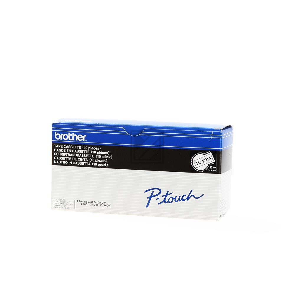 Brother P-Touch 12 mm W-Bk (10 white-black 7,7 m laminiert (10er Ve)