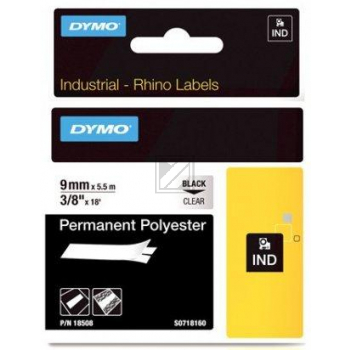 Dymo Rhino ID1 18508 Polyesterband schwarz auf transparent