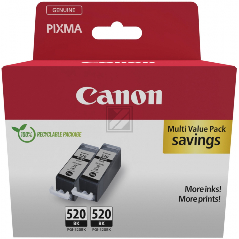 CANON Tinte Set PGI520BK Pixma MP Tinte (2) black w/o SEC 2x160Seiten C