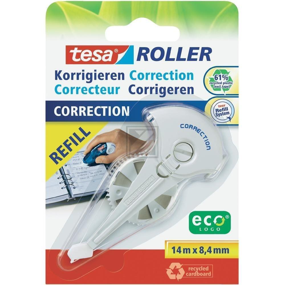 Tesa Korrekturroller Eco Logo 14 m x 8,4 mm weiß Nachfüllkassette